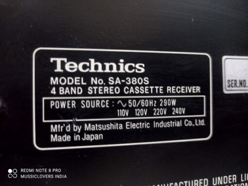 TECHNICS 4 BAND CLASSIC VINTAGE STEREO CASSETTE RECEIVER SA-380S (1982) - Image 8