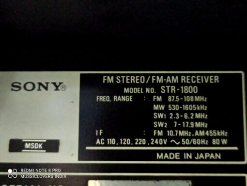 SONY STR-1800 RARE CLASSIC VINTAGE AM/FM STEREO RECEIVER (1976-77) - Image 11